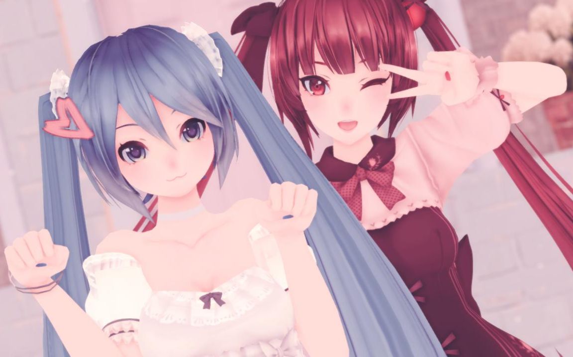 【东方栀子×初音未来/mmd】红色与蓝色交织的声音,充满了这个世界
