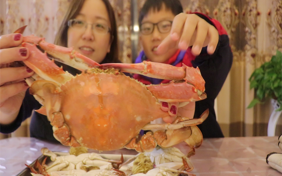 试吃“超大的梭子蟹”，最大的有一斤重，剥出整个蟹棒太过瘾了