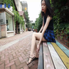 大学生美女学院风肉丝鞋子搭配试穿写真拍摄高跟鞋