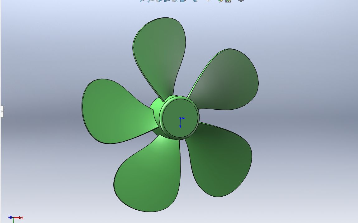solidworks 风扇扇叶的绘制方法 曲面扫描 剪裁 加厚 抽壳 筋