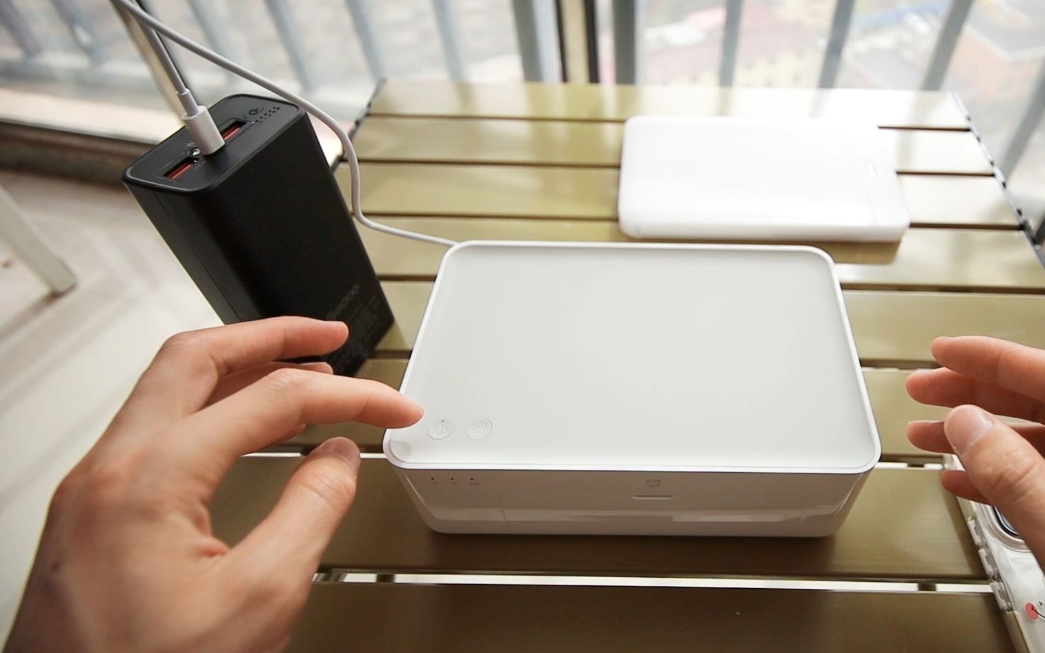 小米照片打印机外接充电宝，解决户外打印