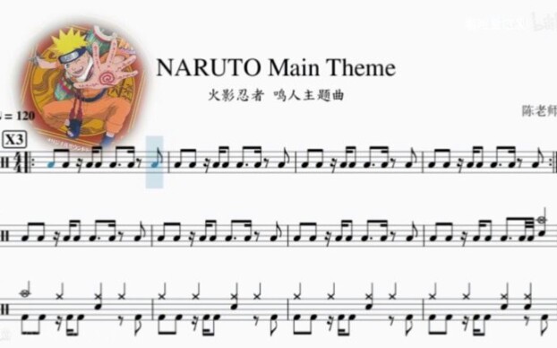 Naruto Main Theme 火影忍者鸣人主题曲 动态鼓谱 哔哩哔哩 つロ干杯 Bilibili