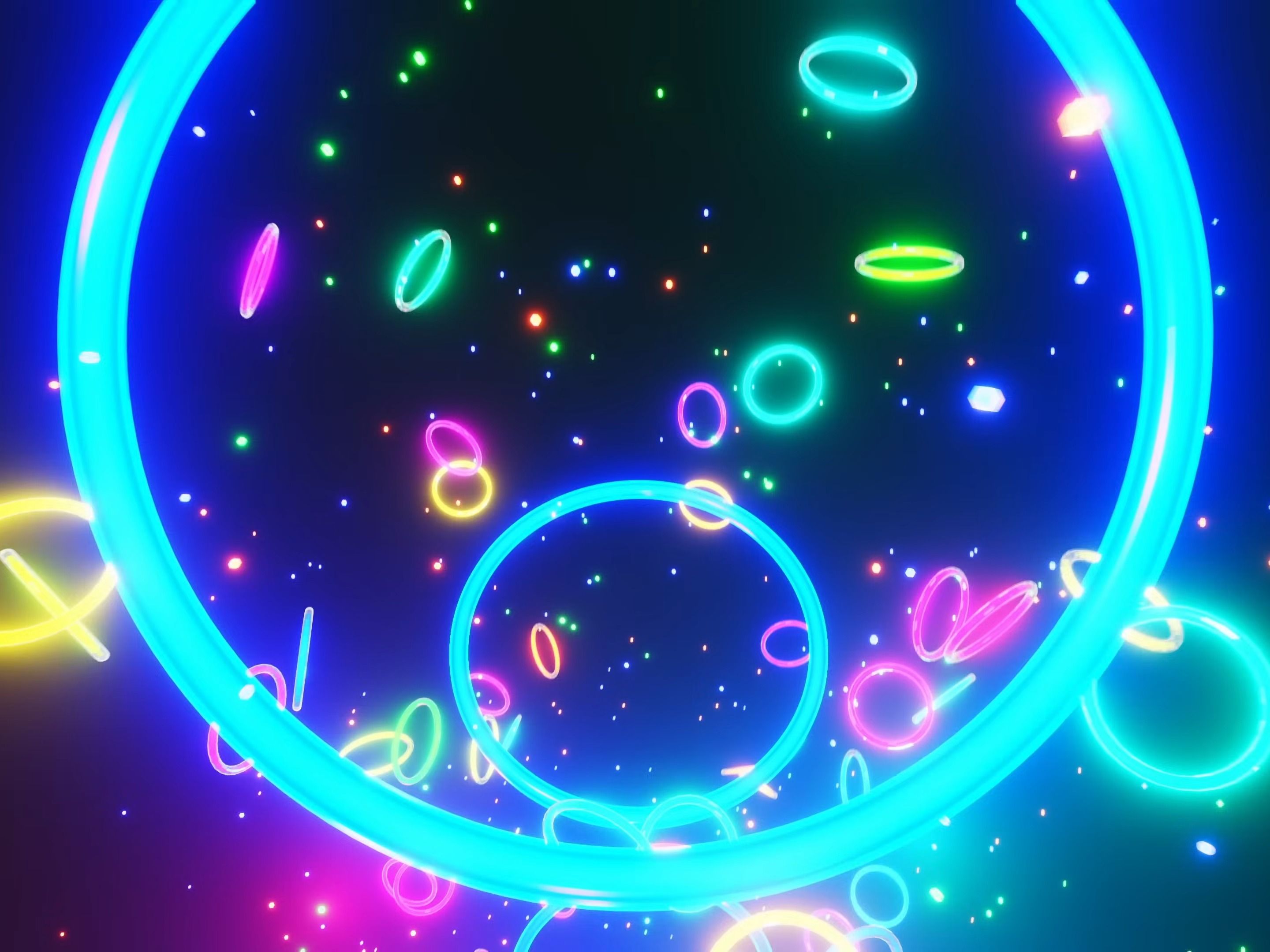 【舞台背景】1 小时的大量气泡的圆形物体霓虹灯 💗 泡泡隧道循环动画 - 年会舞台背景