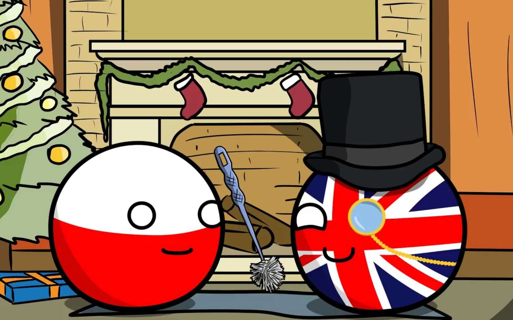 【波兰球】poland"s christmas in uk - countryballs