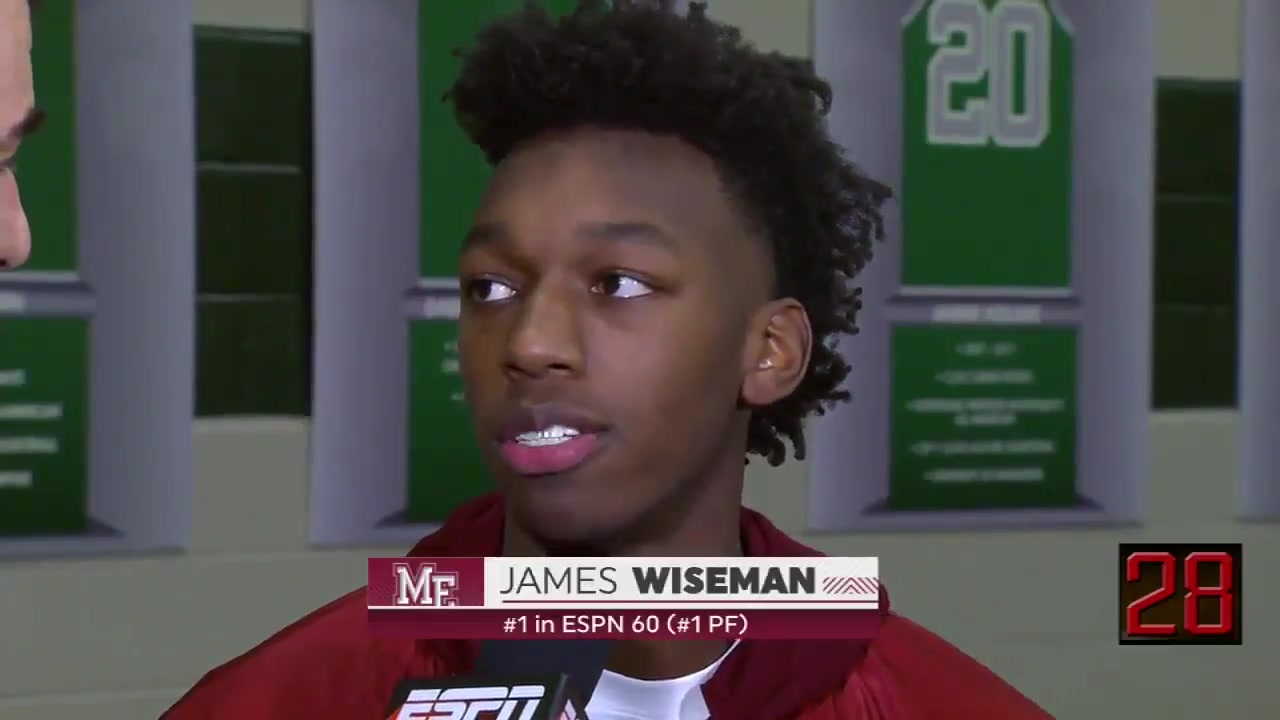 2019届james wiseman接受采访,大秀中文"你好"