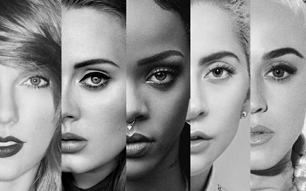 新生代五大女歌手rihanna,taylor swift,adele,katy perry,lady gaga