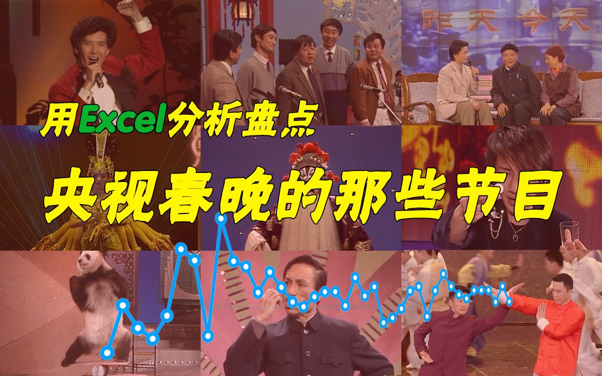 再用Excel,数据化盘点央视春晚的那些节目【“央视春晚40年全回顾”系列综合盘点之节目篇】哔哩哔哩bilibili