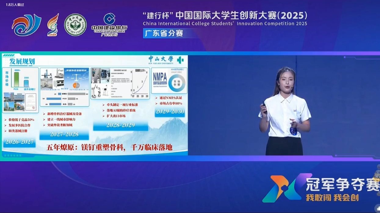 中国国际大学生创新大赛2025广东省冠军|艾镁医疗--专注运动医学领域可降解金属内固定器械开拓者|中山大学 国创赛省金 金奖项目