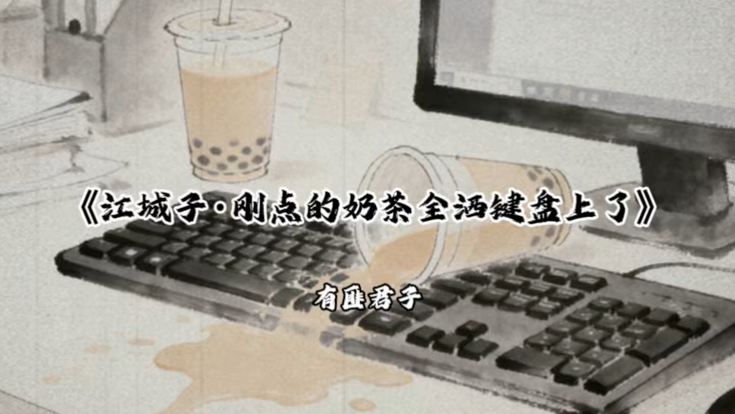 《江城子刚点的奶茶全洒键盘上了》
