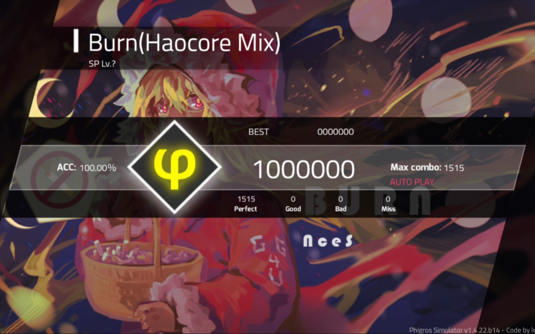 【phigros愚人节谱】 5k海，劲爆6k，Burn(Haocore Mix)  SP lv.？2020年愚人节谱