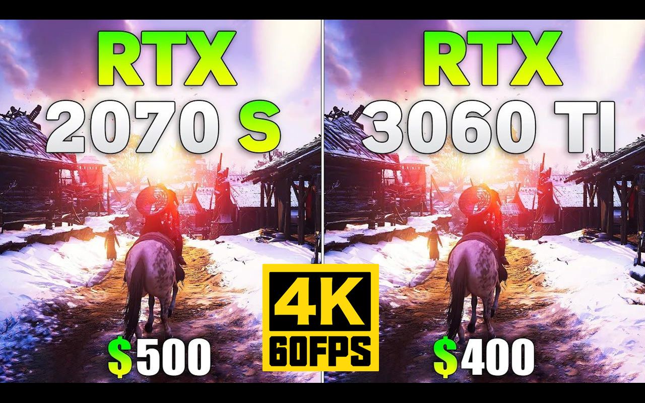 4K60帧RTX 3060 Ti vs RTX 2070 SUPER CPU为 i9 10900K 4K分辨率10款游戏测试 哔哩