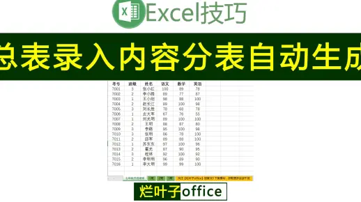 不用VBA，轻松实现总表录入内容分表自动生成，实用易学