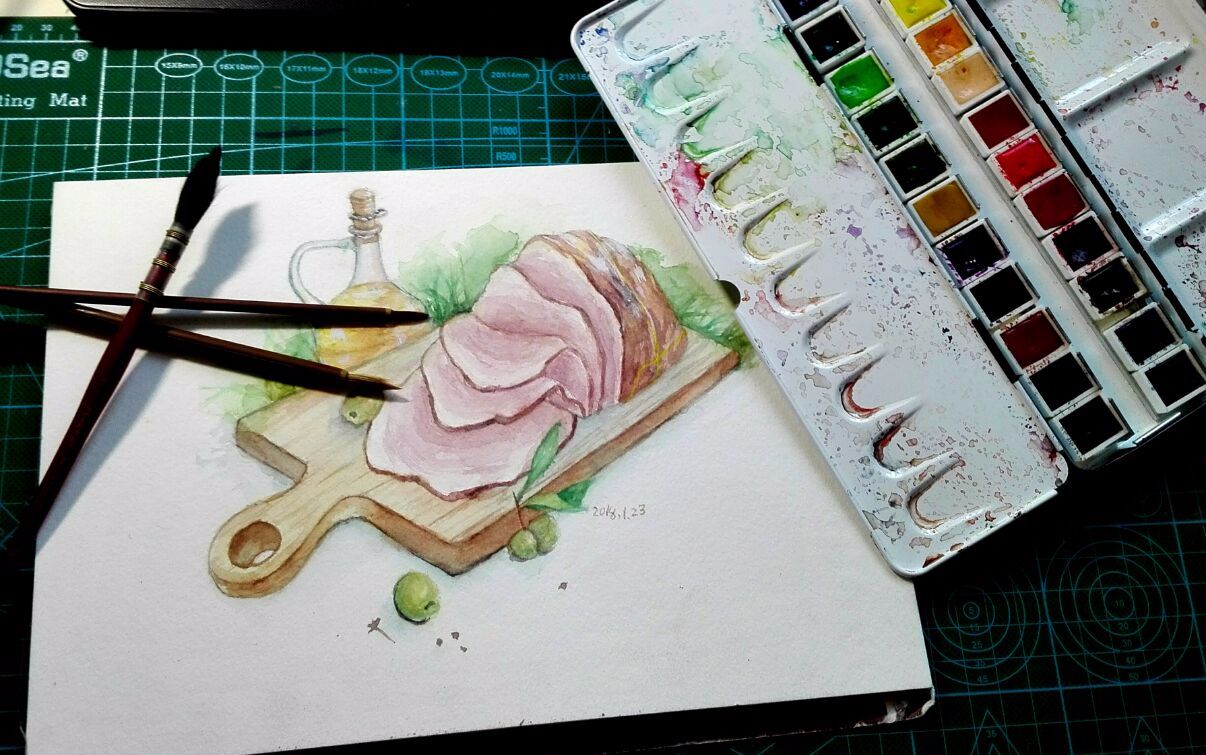 生肉,熟肉,又入水彩坑,水彩手绘_绘画_生活_bilibili