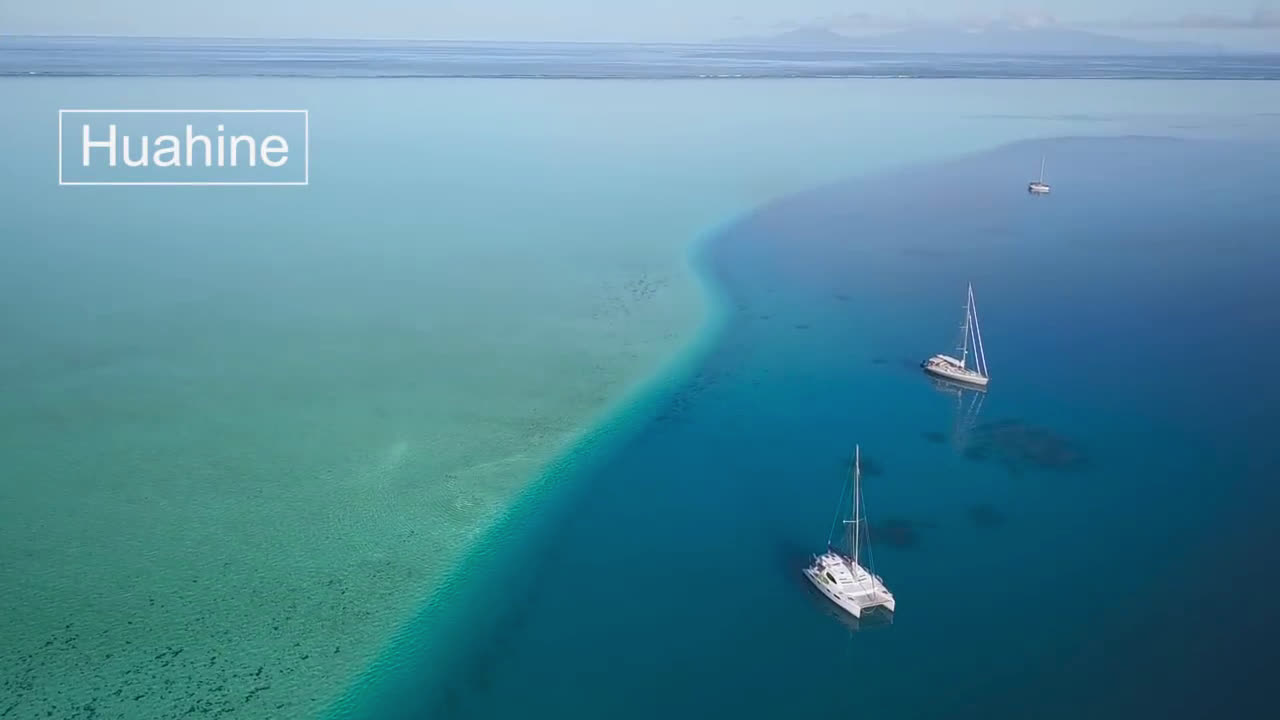 老外用 大疆无人机 拍摄 法属波利尼西亚群岛 风景 french polynesia