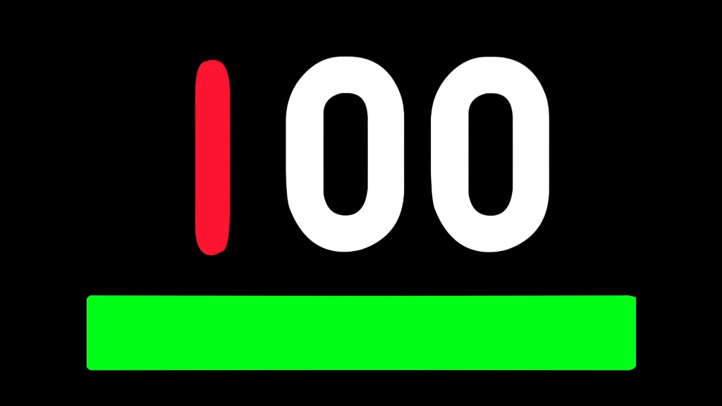 100秒彩色数字倒计时(数字方块字体,带进度条,每秒报数)