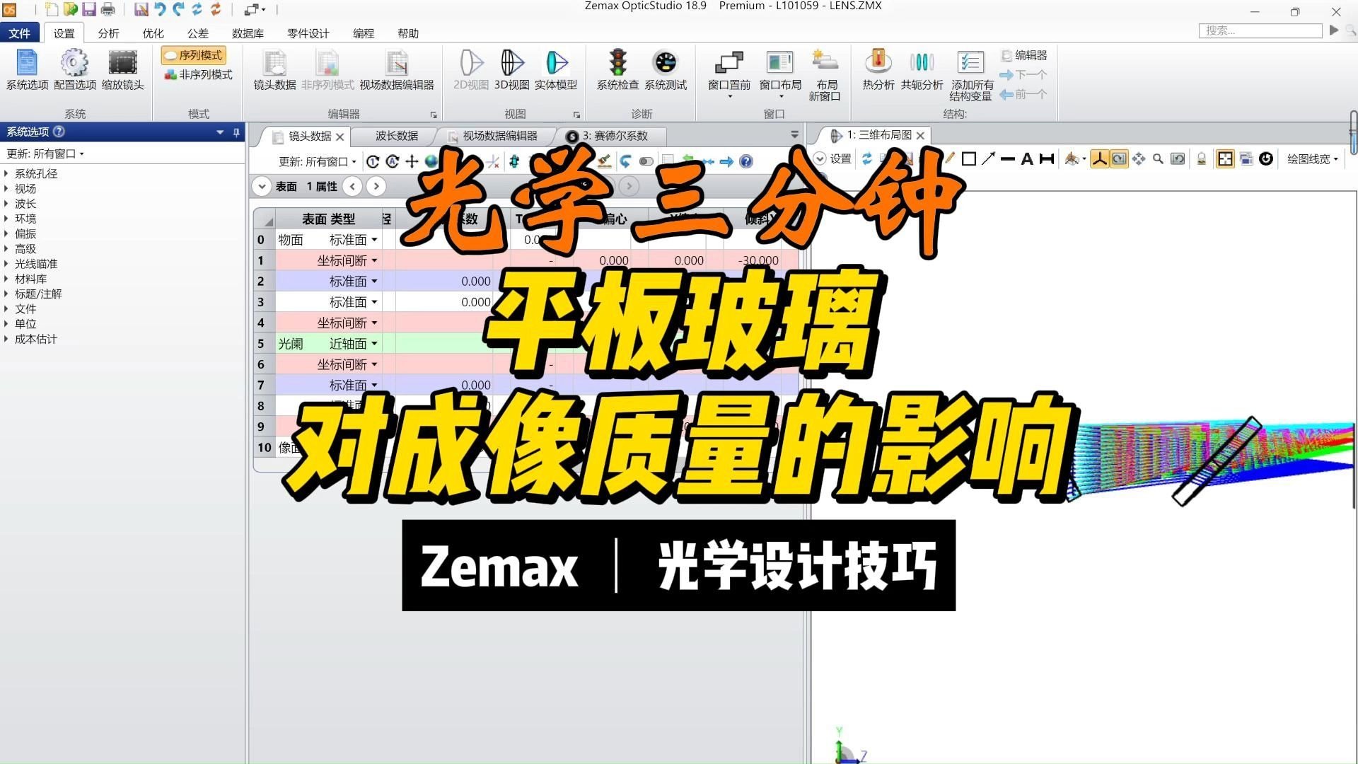 光路中的平板玻璃对成像质量的影响 ||光学三分钟09