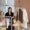 懒角落入户衣帽架小型落地衣架卧室小号晾挂衣服置物架式带轮收纳筐45cm