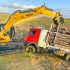 【泥地运输】装载木材的6x6货运卡车&挖掘机营救挑战.