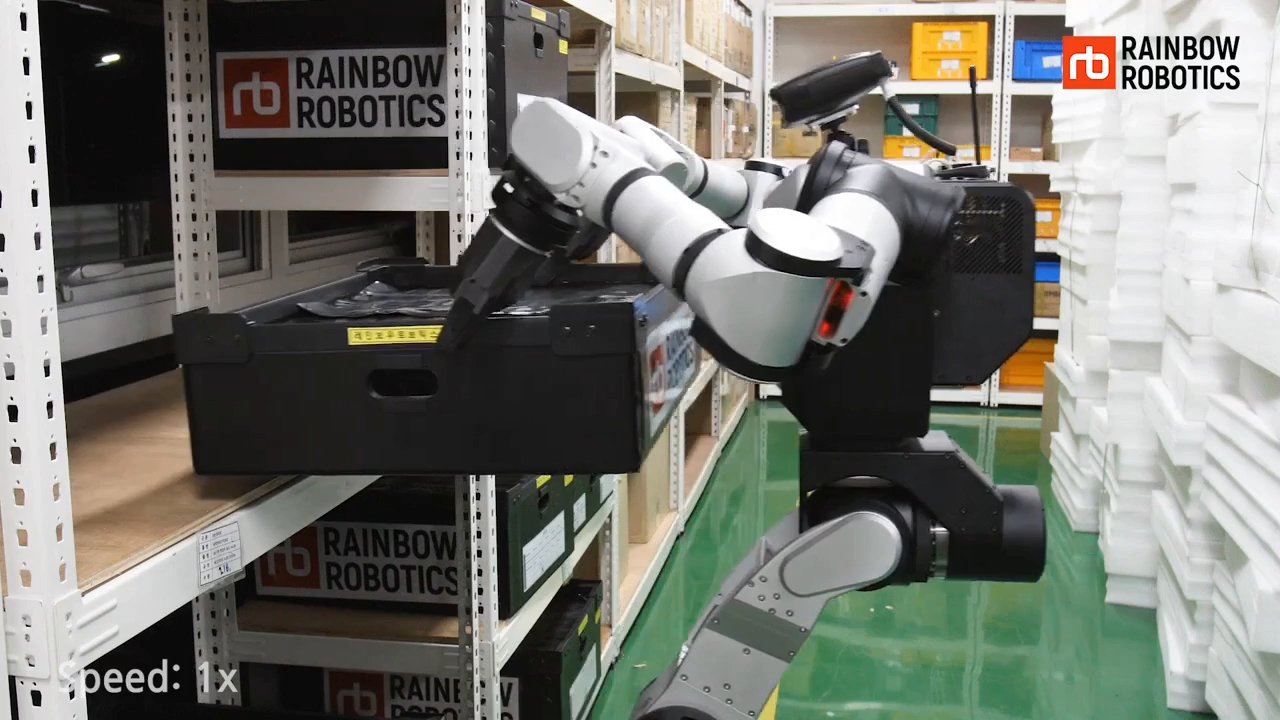 物料搬运的未来：RAINBOW ROBOTICS 的 RB-Y1 双手移动机械手。