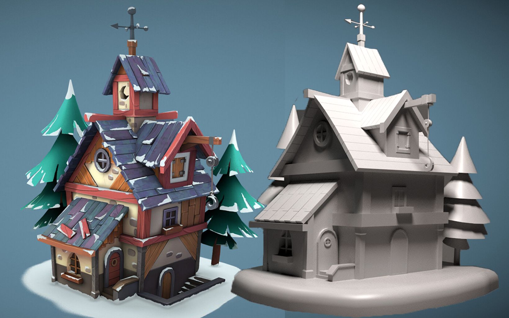 3dmax场景建模:简单冬日3d小房屋模型 渲染全过程讲解(下)
