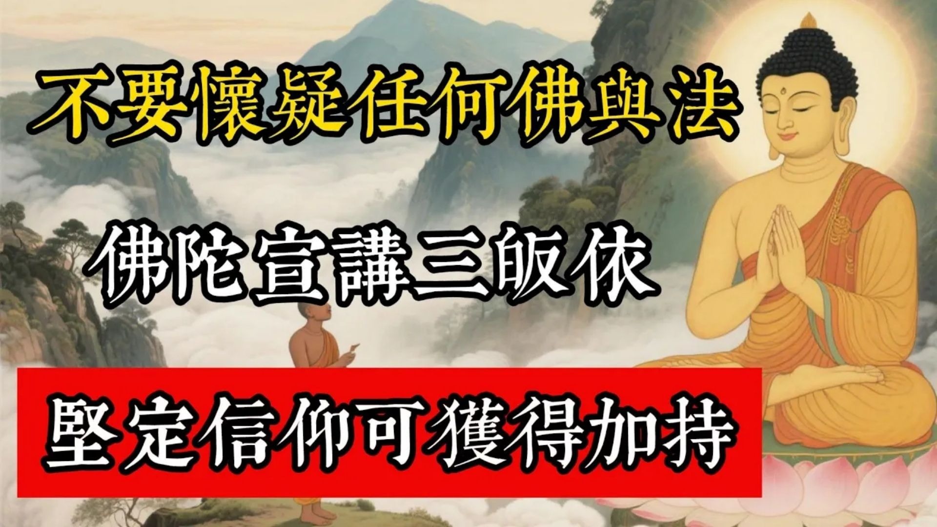 不要懷疑任何佛與法，佛陀宣講三皈依，堅定信仰可獲得加持！#佛教 #佛家 #佛法 #佛學知識 #佛學智慧 #修心修行 #佛教文化 #禪悟人生 #傳統文化