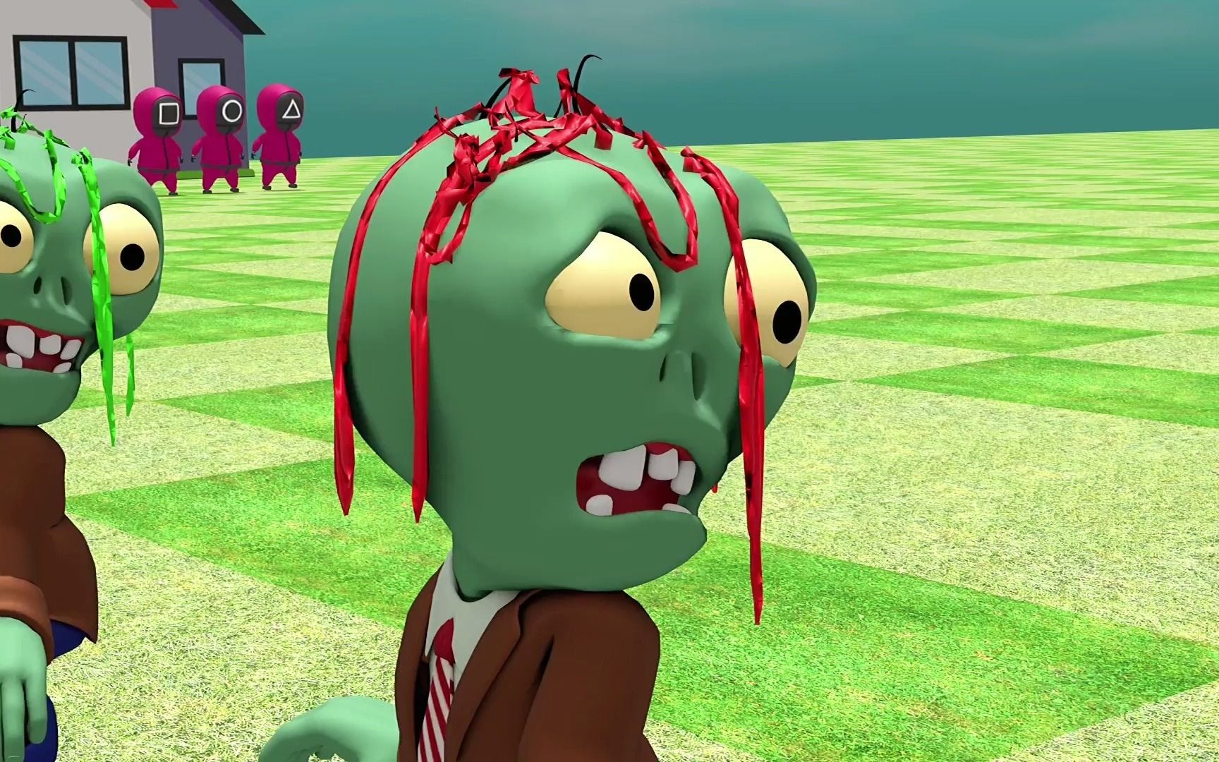 《鱿鱼游戏》植物大战僵尸版 游戏动画短片 学了三年动画