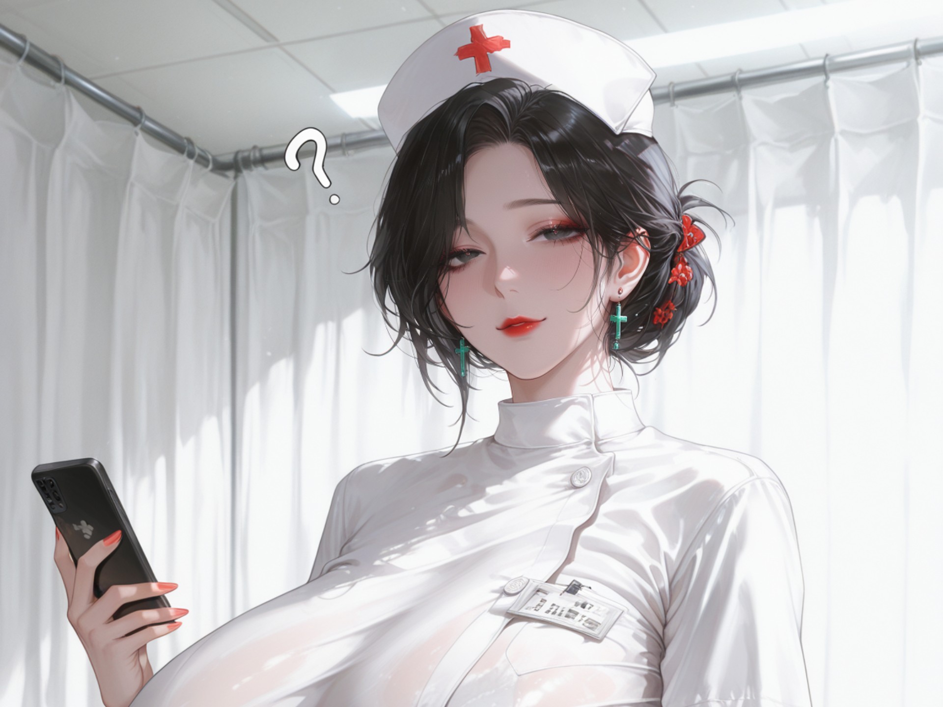 护士姐姐。我为啥不出院你还不知道吗。