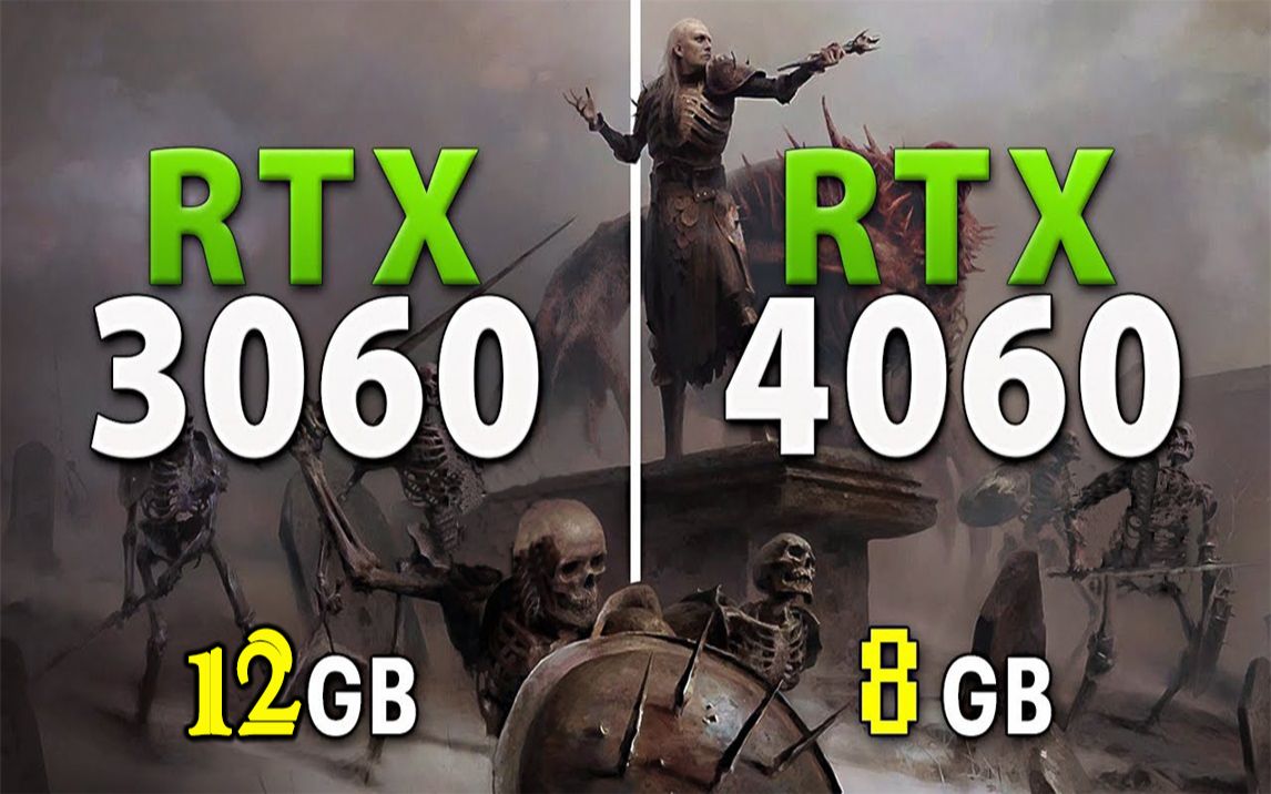 RTX 3060 12G vs RTX 4060 8G  显卡对比（1440P分辨率测试，CPU为R7 7800X3D）