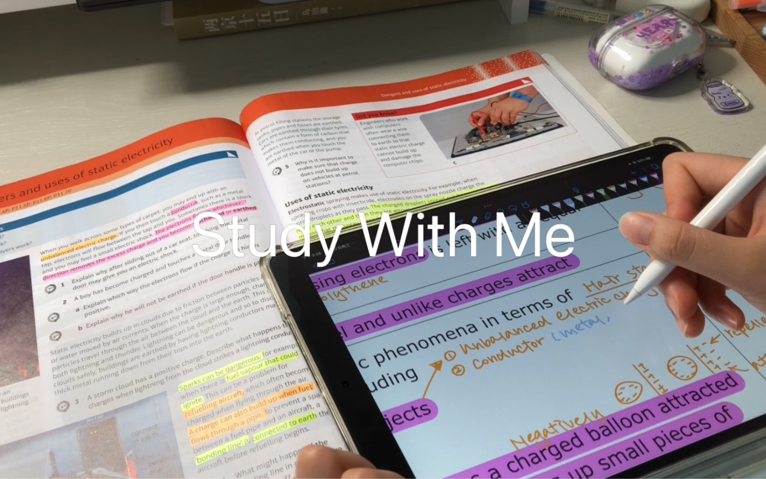 Study With Me｜沉浸式学习60min｜ipad笔触音｜悲伤物理～_哔哩哔哩_bilibili