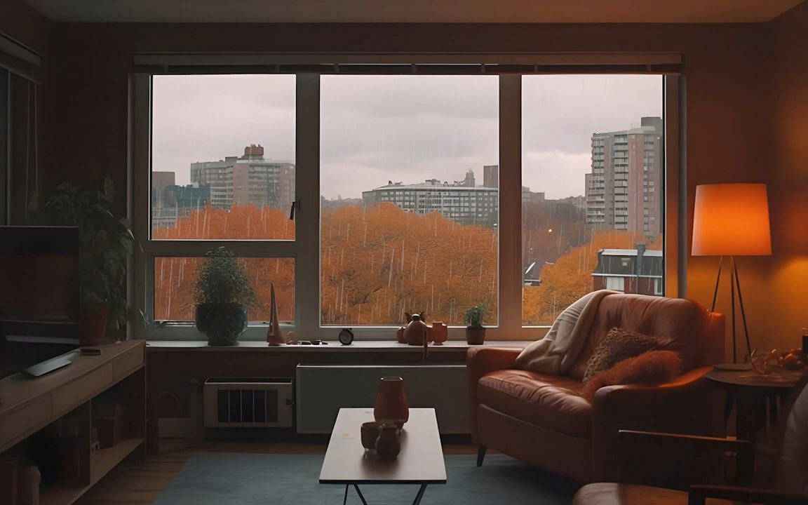 【ASMR】一个舒适的雨季傍晚，你在波士顿的公寓🍂秋天的氛围_平静的雨