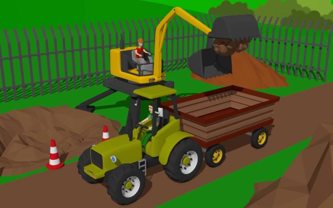 挖掘机和大型装载机#淘气宝宝立刻安静下来的哄娃神器#挖掘机&工程车儿童动画