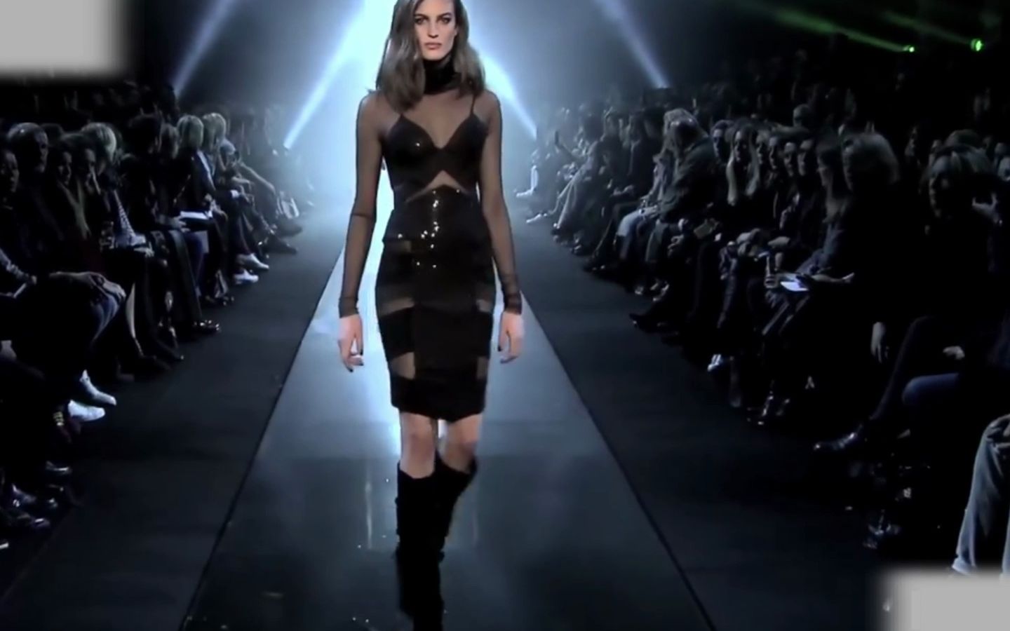 Europe and the United States supermodel patent leather fine heel red bottom knee high boots runway show
