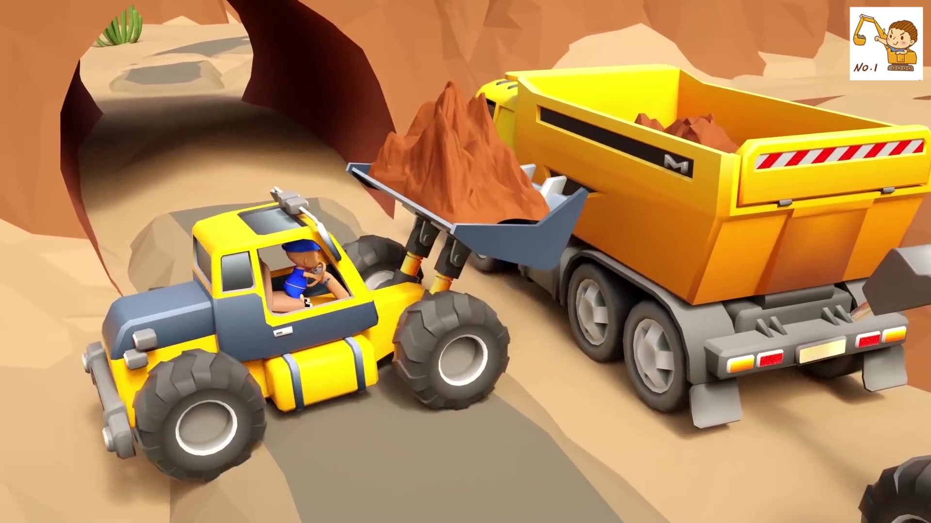 哄娃工程车动画：装载机、挖掘机和翻斗卡车、修建儿童花园_哔哩哔哩_bilibili