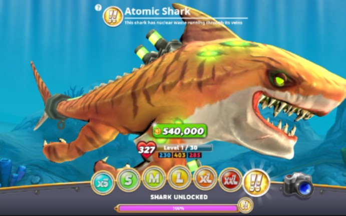 丶饥饿鲨世界（1.9.0版本）解锁原子鲨