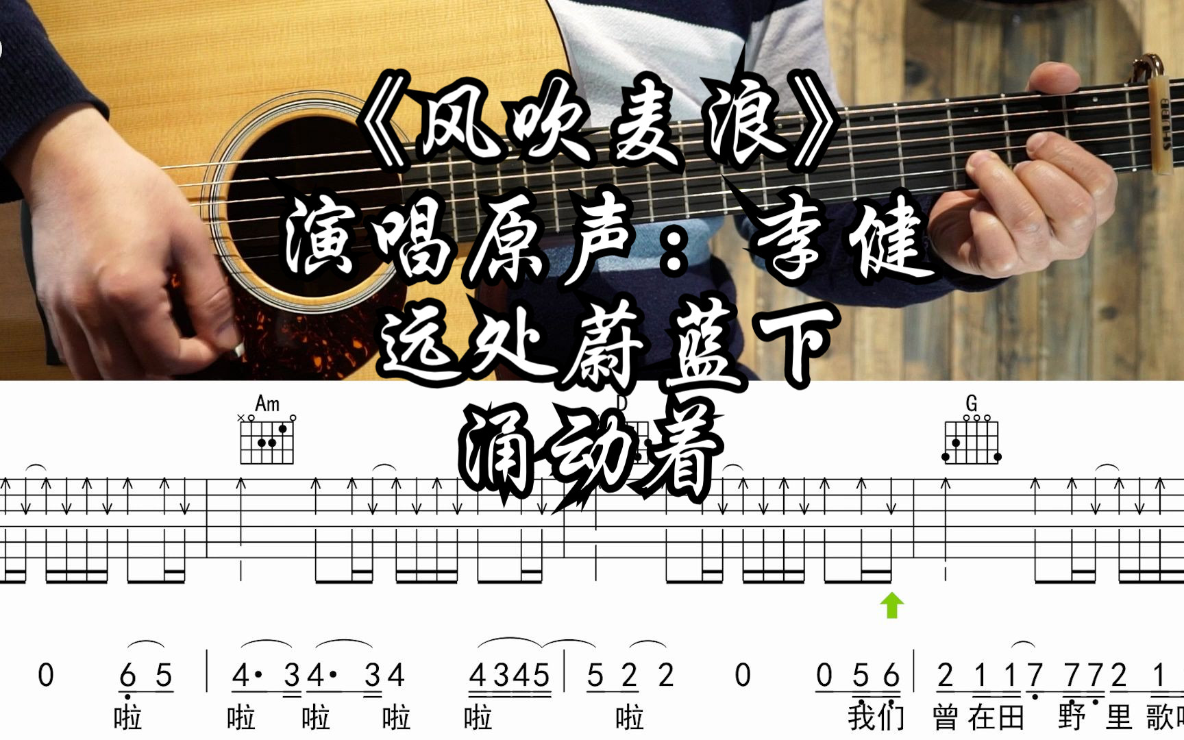 【附谱】风吹麦浪 - 演唱原声：李健 吉他弹唱示范，动态吉他谱