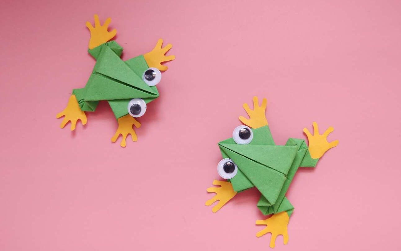 教你用一张纸折可以弹跳的青蛙,做法非常简单,手工折纸视频教程