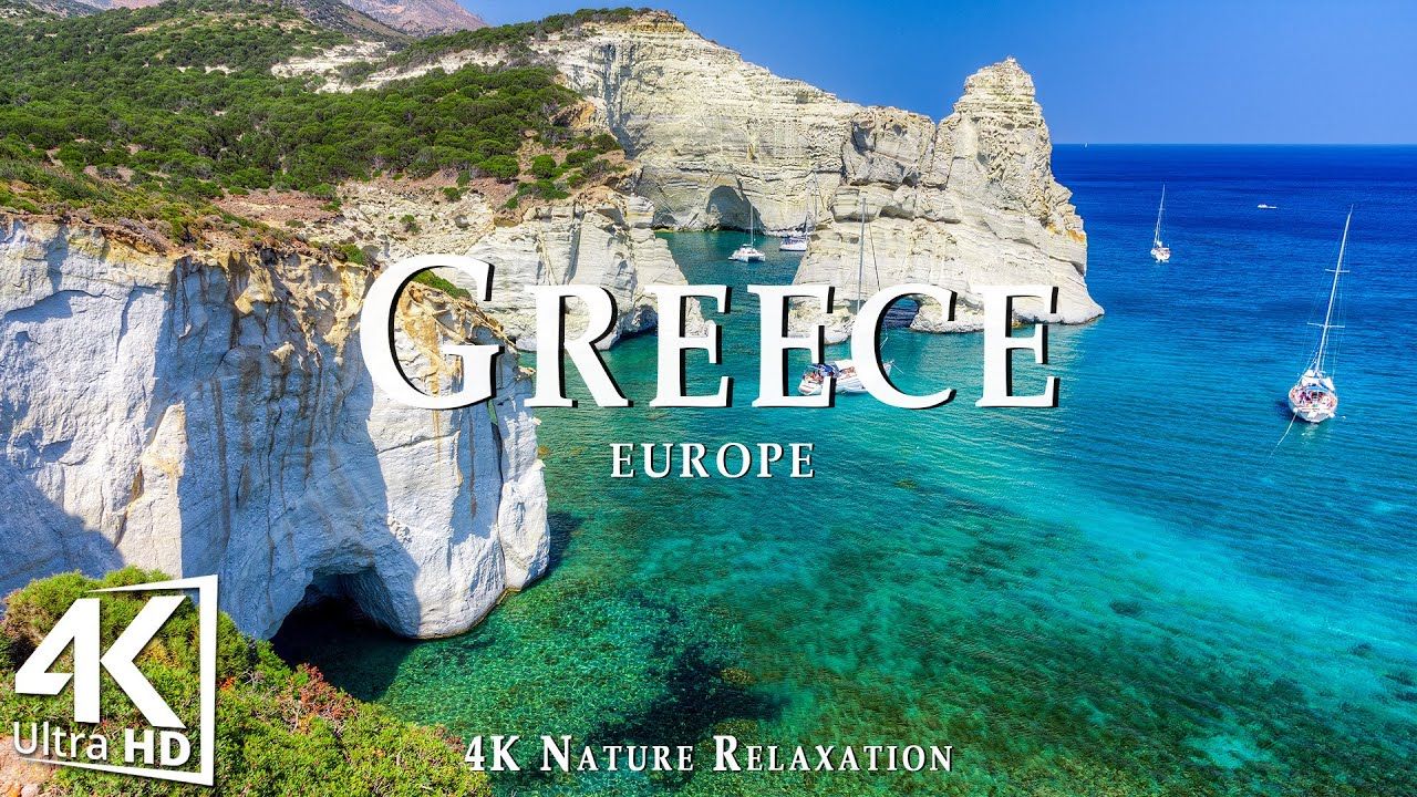 希腊 4K 超高清 - 轻松的音乐与美丽的自然风光