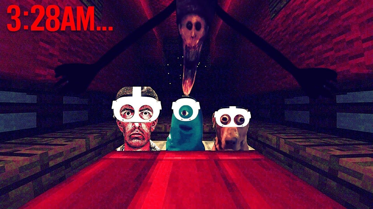 [水译]三傻戴VR在MC恐怖模组中露营