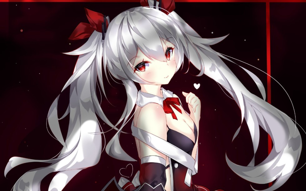 Anime girl silver hair red eyes