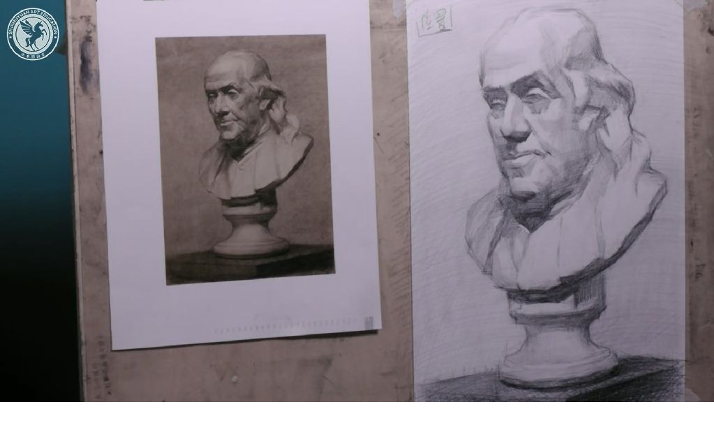 素描富兰克林石膏像讲解示范北京水木源美术宝