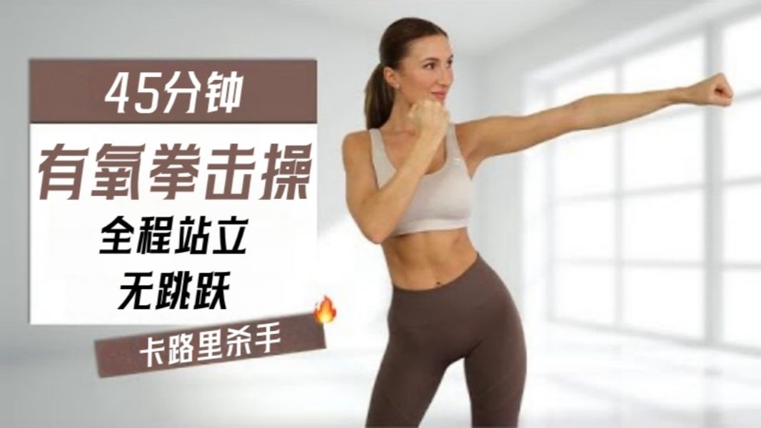 【Eleni Fit】全程站立、无跳跃！45分钟有氧拳击操训练，在家高效燃脂！