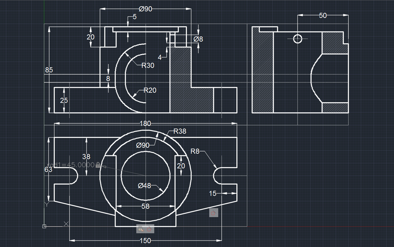 【autocad】从零开始 - ep3 三视图