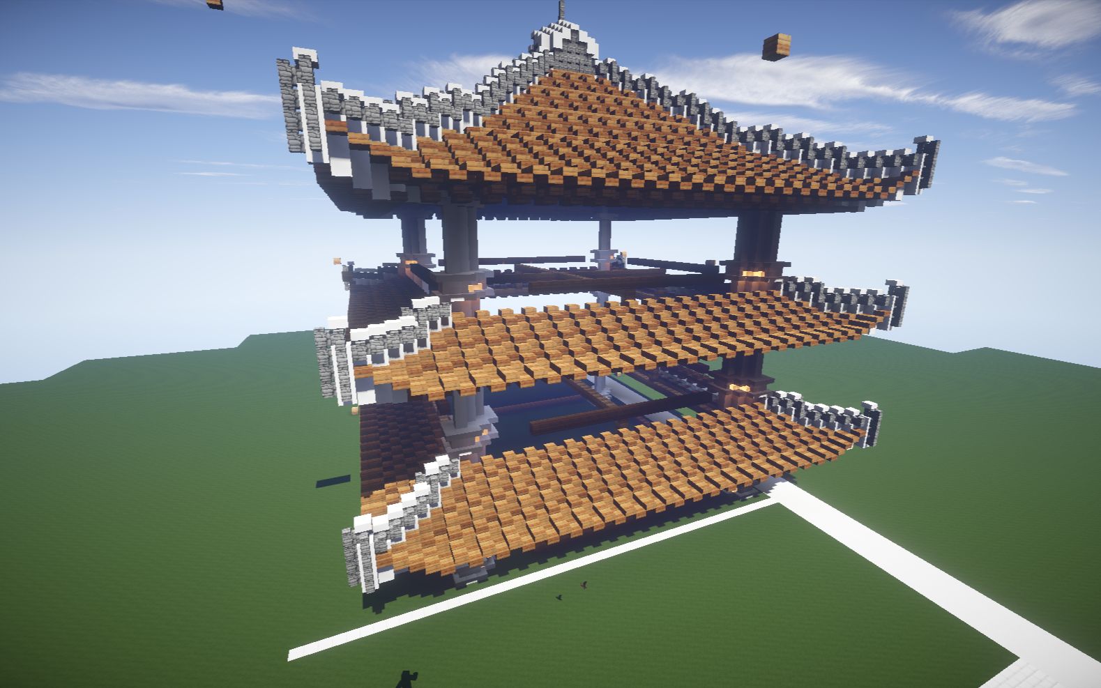 minecraft我的世界 古建筑区2号建筑第一集(这是一个大坑中的一个小