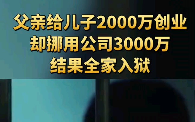 父亲给儿子2000万创业,却挪用公司3000万,结果全家入狱 "哔哩哔哩bilibili