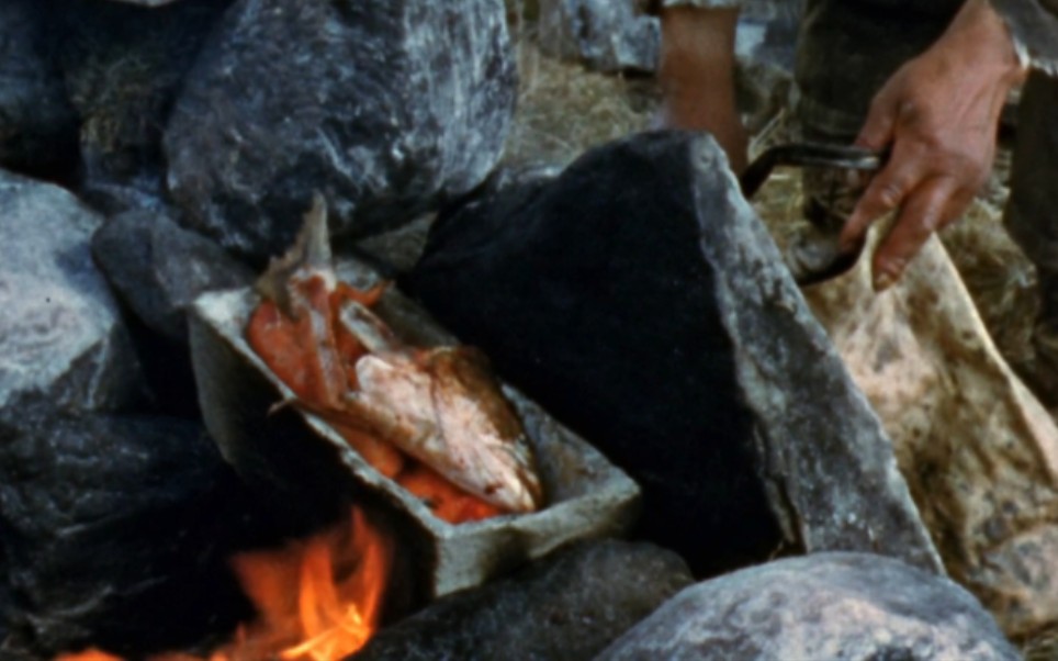 因纽特人的石锅煮鱼鲜红肥美，大家想不想来一口？