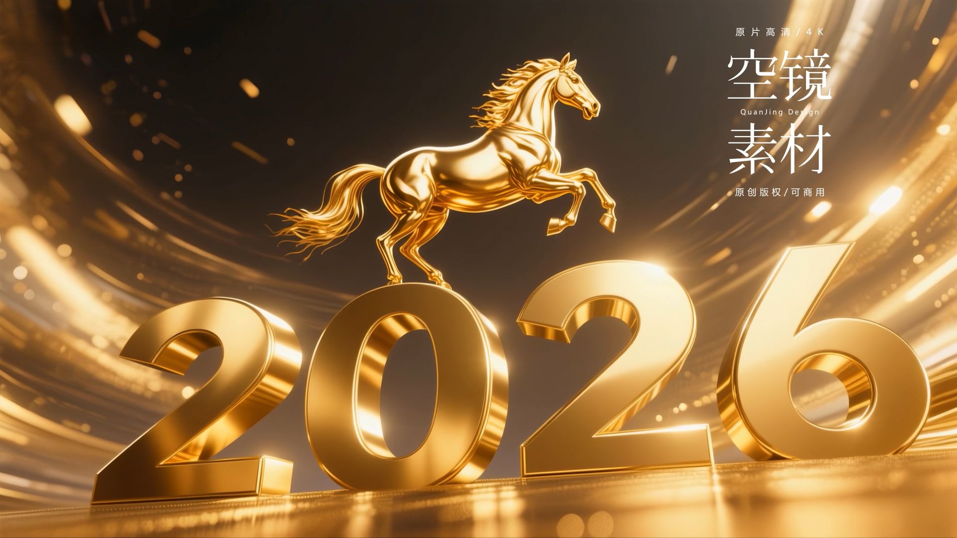 可商用视频素材｜2026金马奔跑大气震撼马年年会开场