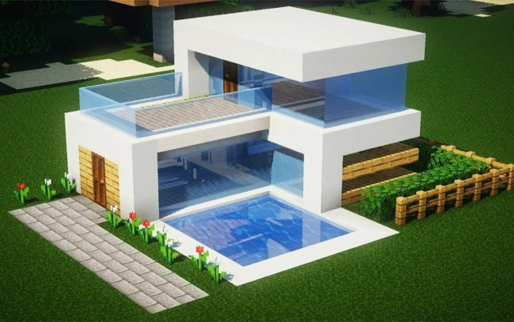 Minecraft Builder 我的世界 现代别墅建造教程 无内饰 哔哩哔哩 つロ干杯 Bilibili
