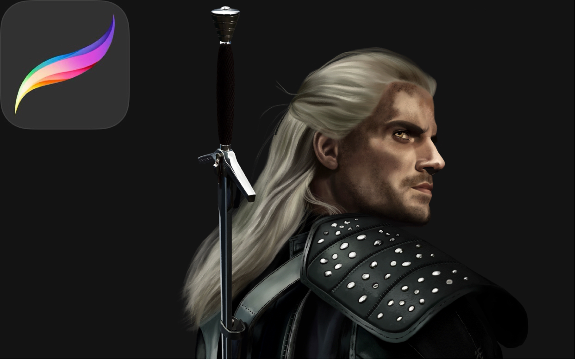 procreate猎魔人杰洛特thewitchergeralthenrycavill伪列文虎克跪着用