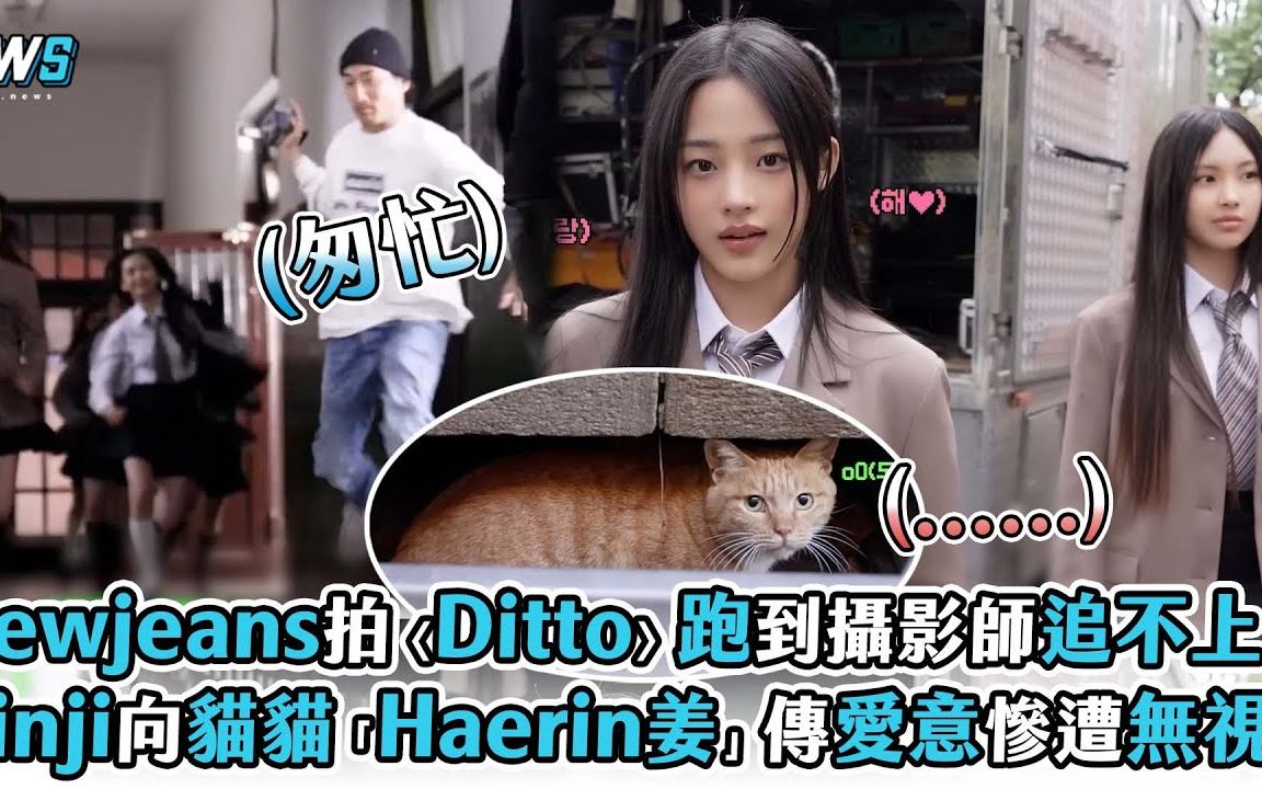 【Newjeans】拍〈Ditto〉跑到摄影师追不上 Minji向猫猫「Haerin姜」传爱意惨遭无视