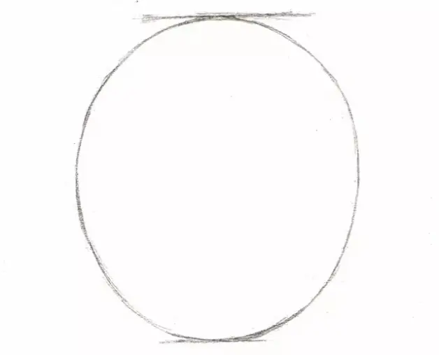 观察身体的各个部位大约在几等份处。2,在一等份处画出椭圆形作为头部。3,画出脸型。4,画出脸部的中线